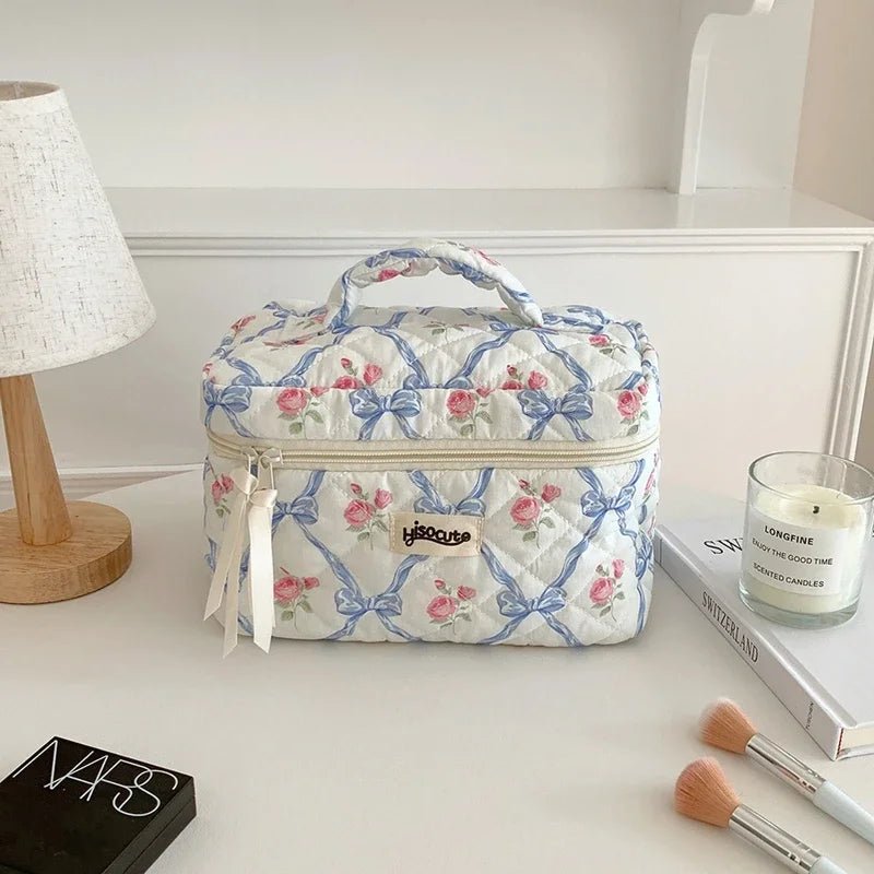Bow Flower Makeup Bag – Large Capacity Cosmetic Organizer - Mzunye