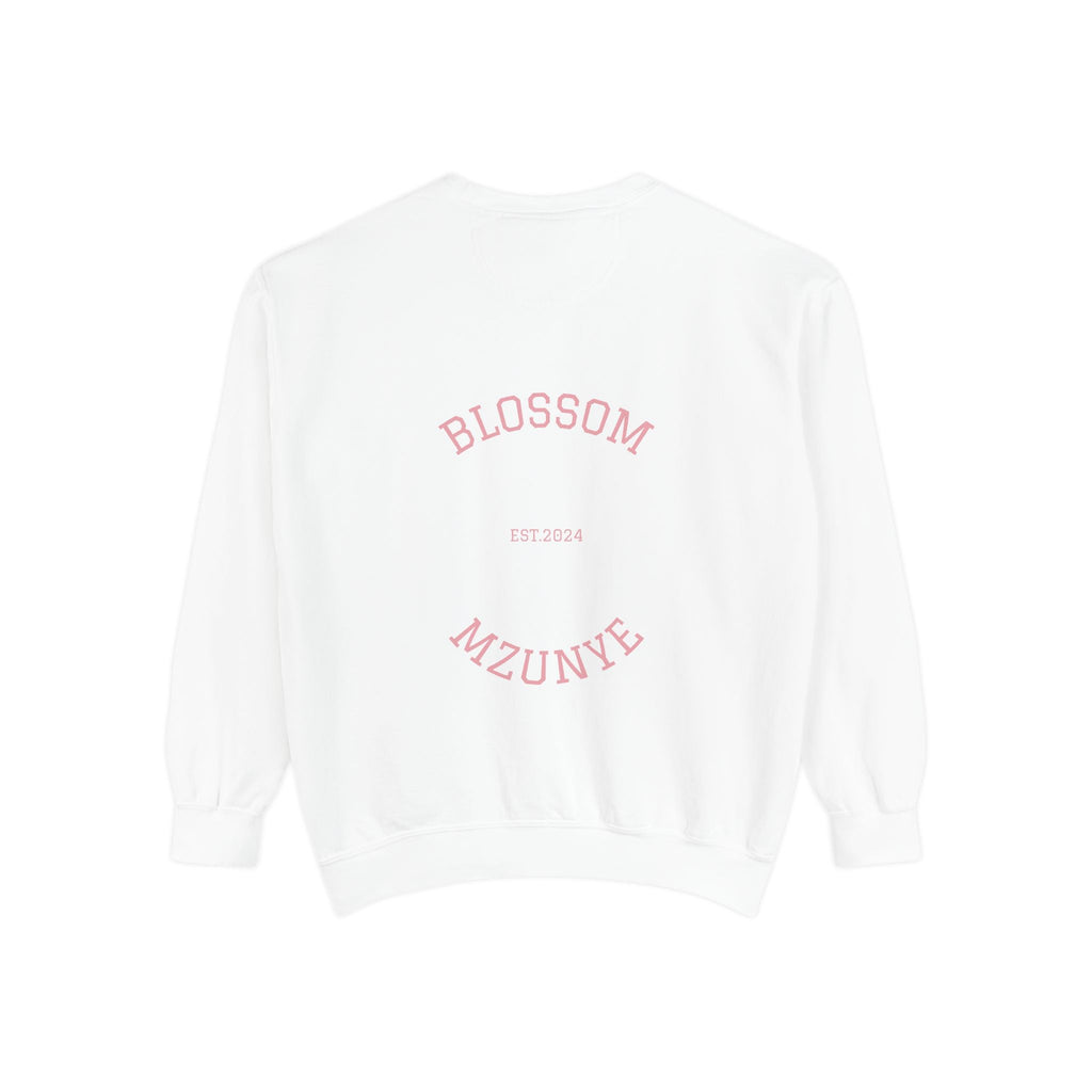 Butterfly Blossom Sweatshirt — Floral Vintage Moth Graphic with "BLOSSOM MZUNYE" Back Print - Mzunye