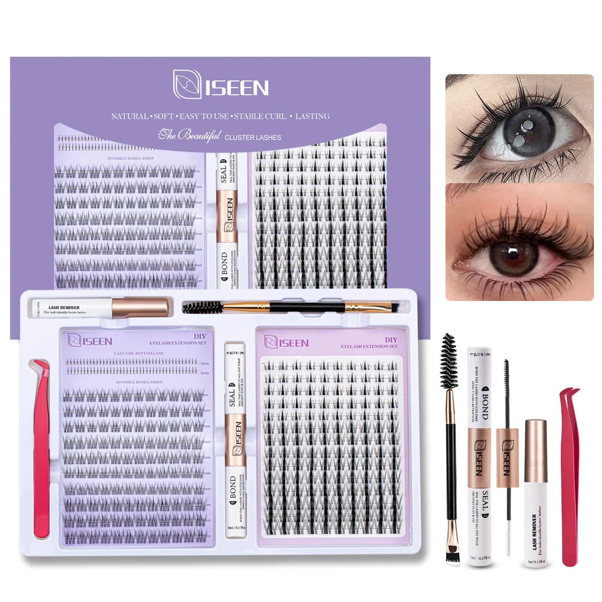 Cat Eye Lash Clusters — Individual Mixed Length DIY Eyelash Extensions - Mzunye