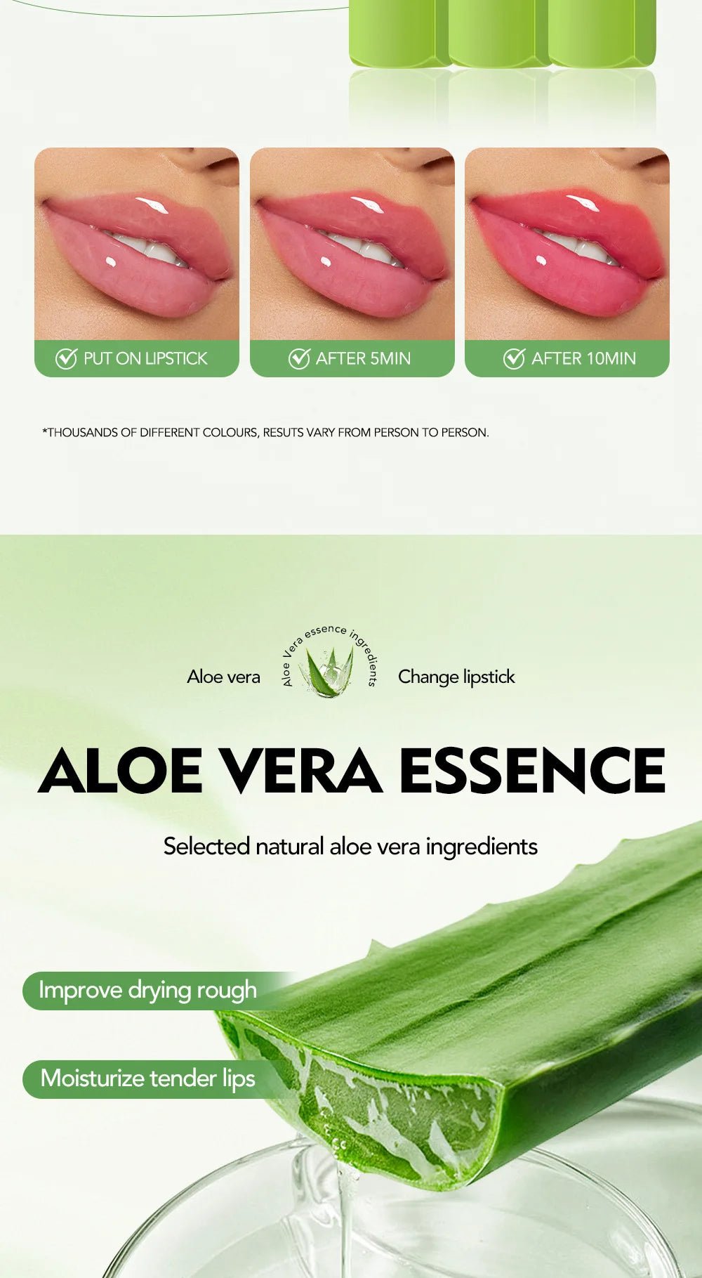 Colorful Natural Lip Gloss Lipstick — Waterproof Long - Lasting Non - Smudge Moisturizing Female Makeup in 6 Shades - Mzunye