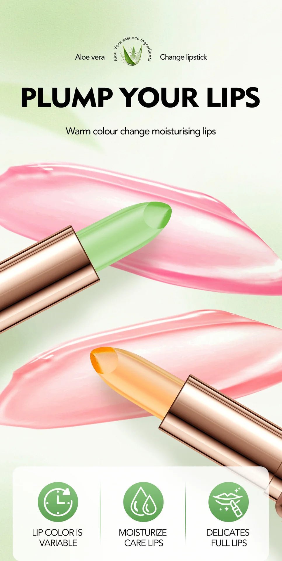 Colorful Natural Lip Gloss Lipstick — Waterproof Long - Lasting Non - Smudge Moisturizing Female Makeup in 6 Shades - Mzunye
