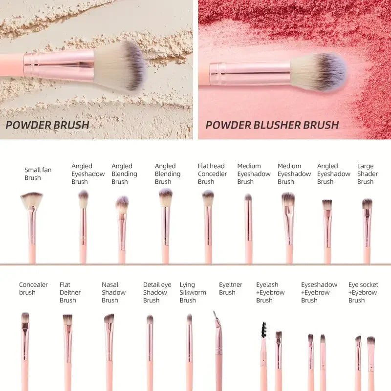 Complete Pink Makeup Brush Set — Soft Brushes & Beauty Blender Gift Set - Mzunye