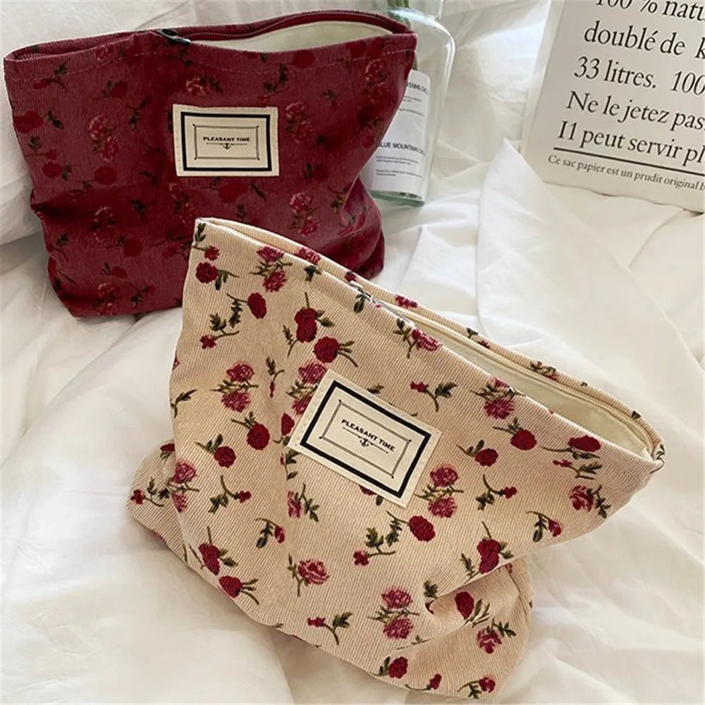 Corduroy Cosmetic Bag – Large Capacity Travel Makeup & Toiletry Organizer - Mzunye