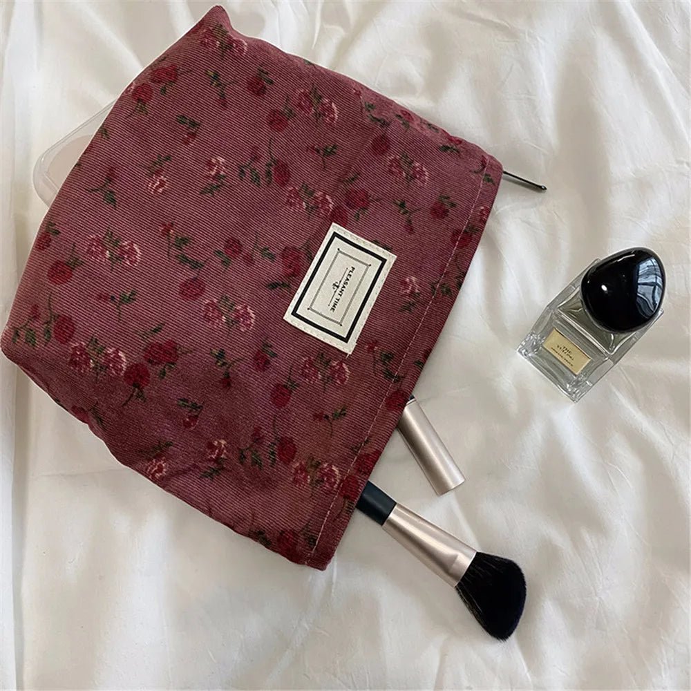 Corduroy Cosmetic Bag – Large Capacity Travel Makeup & Toiletry Organizer - Mzunye