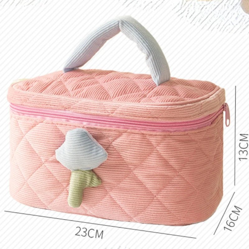 Corduroy Tulip Makeup Bag – Large Capacity Travel Cosmetic Organizer - Mzunye
