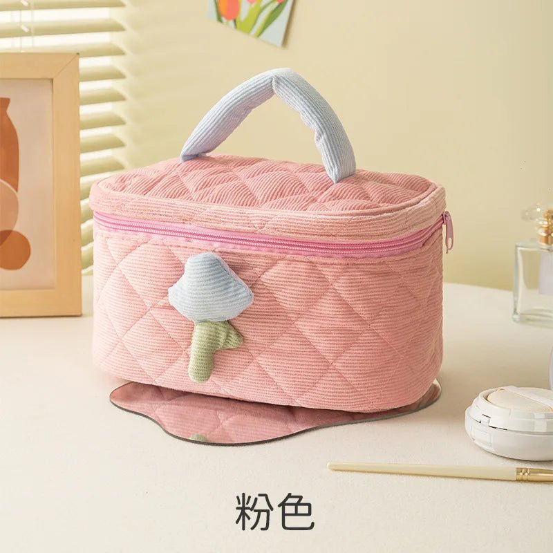 Corduroy Tulip Makeup Bag – Large Capacity Travel Cosmetic Organizer - Mzunye