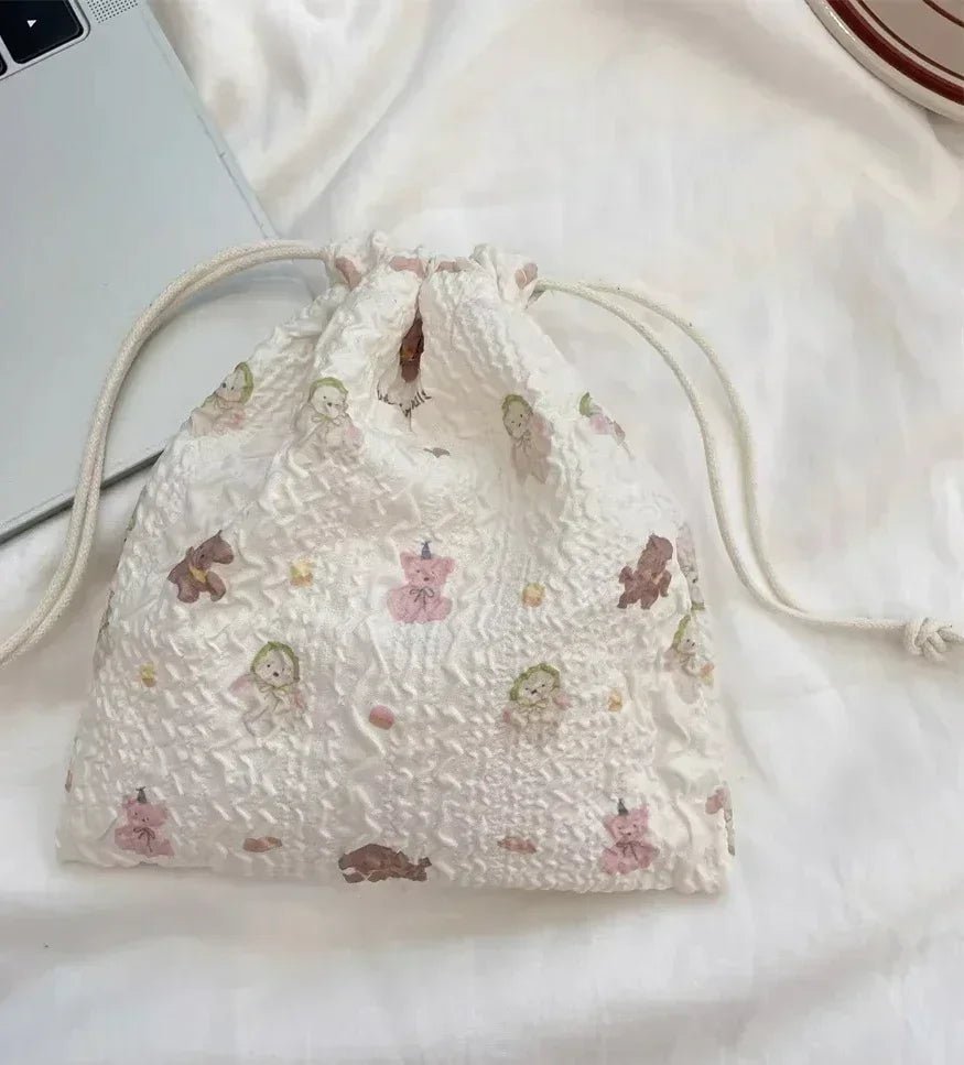 Cute Bear Drawstring Storage Bag – Large Capacity Cosmetic & Travel Organizer - Mzunye