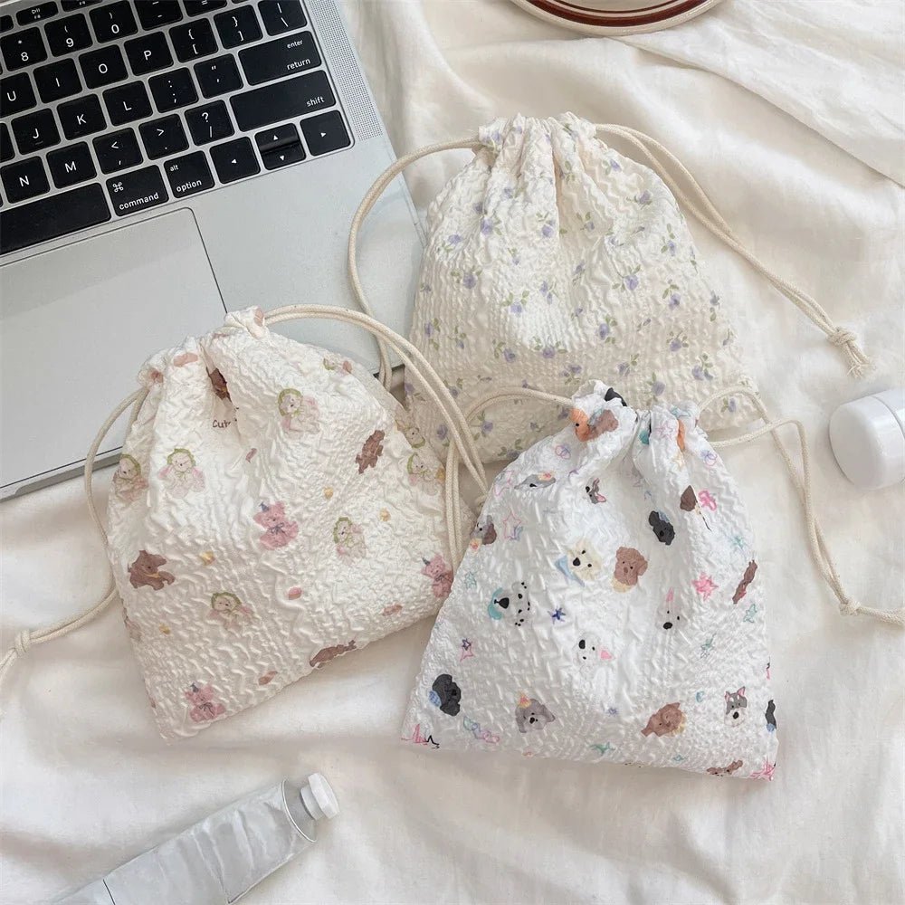 Cute Bear Drawstring Storage Bag – Large Capacity Cosmetic & Travel Organizer - Mzunye