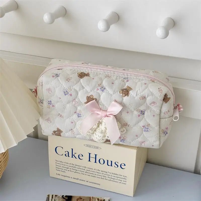 Cute Bow Cosmetic Bag – Large Capacity Travel Makeup & Toiletry Organizer - Mzunye