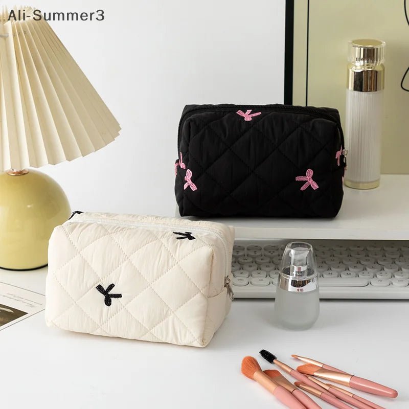 Cute Bow Tie Makeup Bag – Aesthetic Makeup Organizer - Mzunye