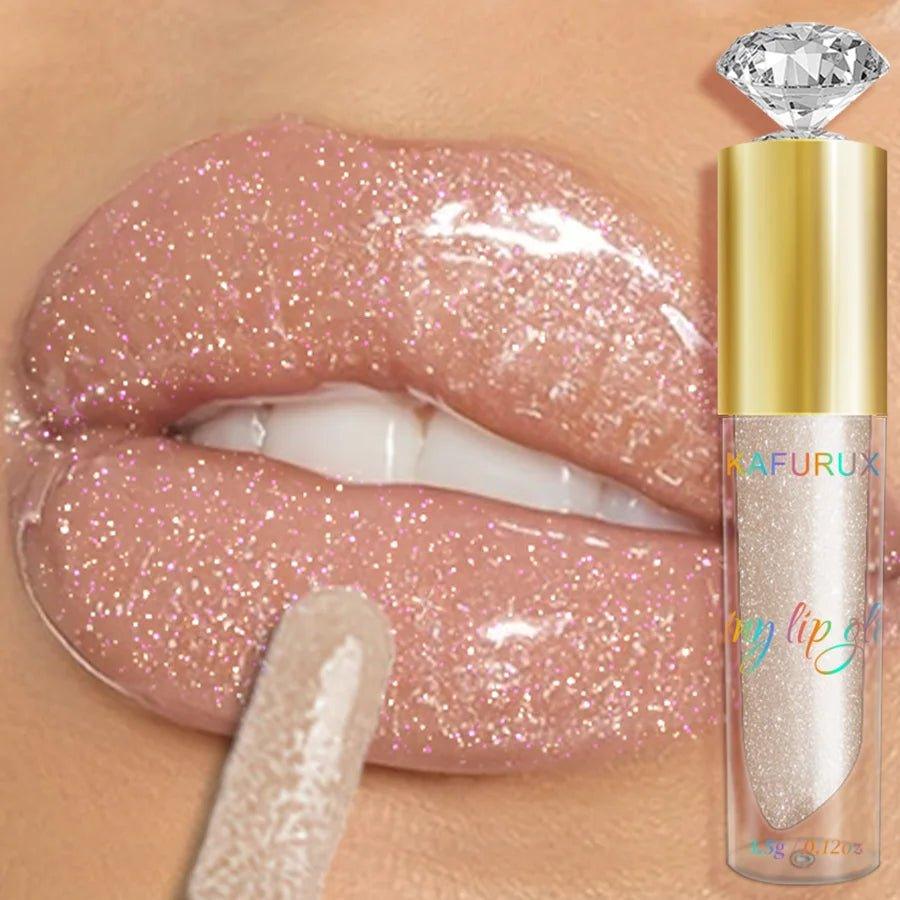 Diamond Shimmer Glitter Lip Gloss — 9 Shades Sparkling Pearl Finish - Mzunye