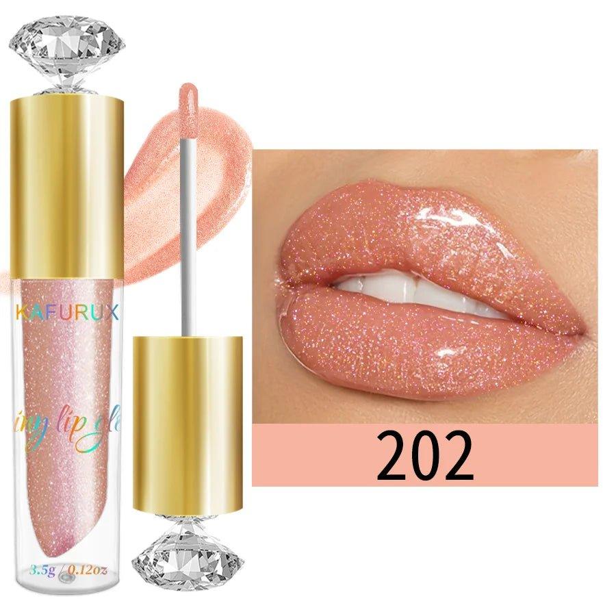 Diamond Shimmer Glitter Lip Gloss — 9 Shades Sparkling Pearl Finish - Mzunye