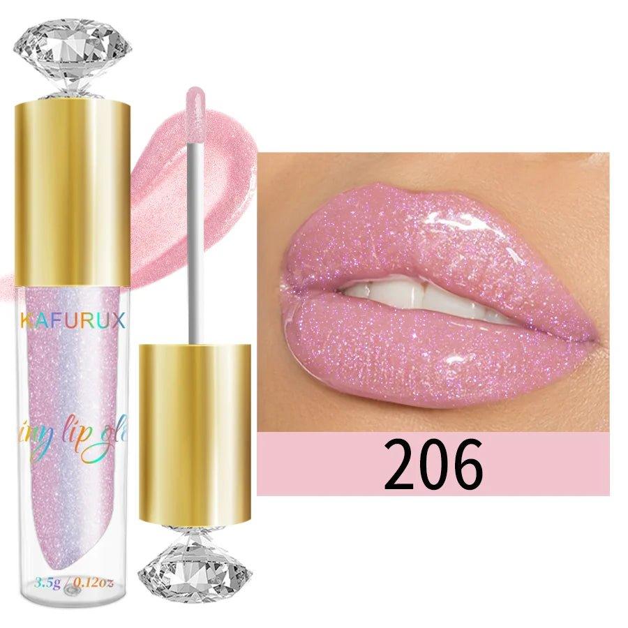 Diamond Shimmer Glitter Lip Gloss — 9 Shades Sparkling Pearl Finish - Mzunye