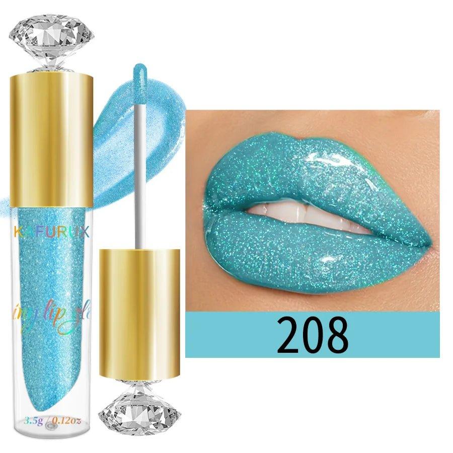 Diamond Shimmer Glitter Lip Gloss — 9 Shades Sparkling Pearl Finish - Mzunye