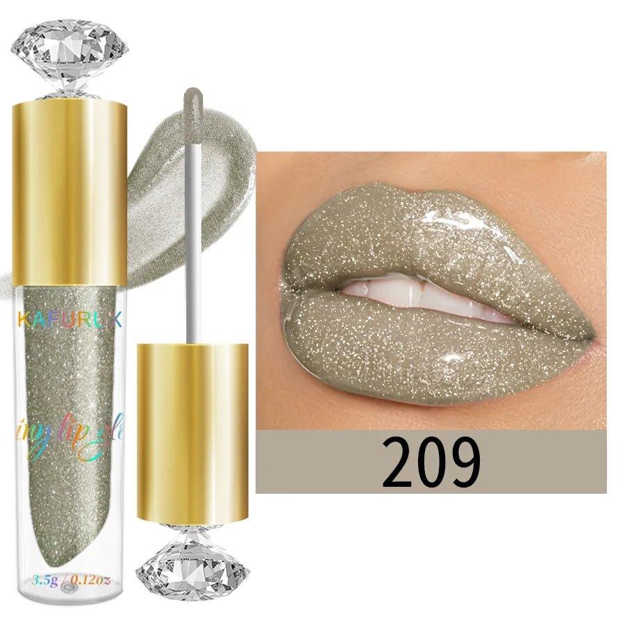 Diamond Shimmer Glitter Lip Gloss — 9 Shades Sparkling Pearl Finish - Mzunye
