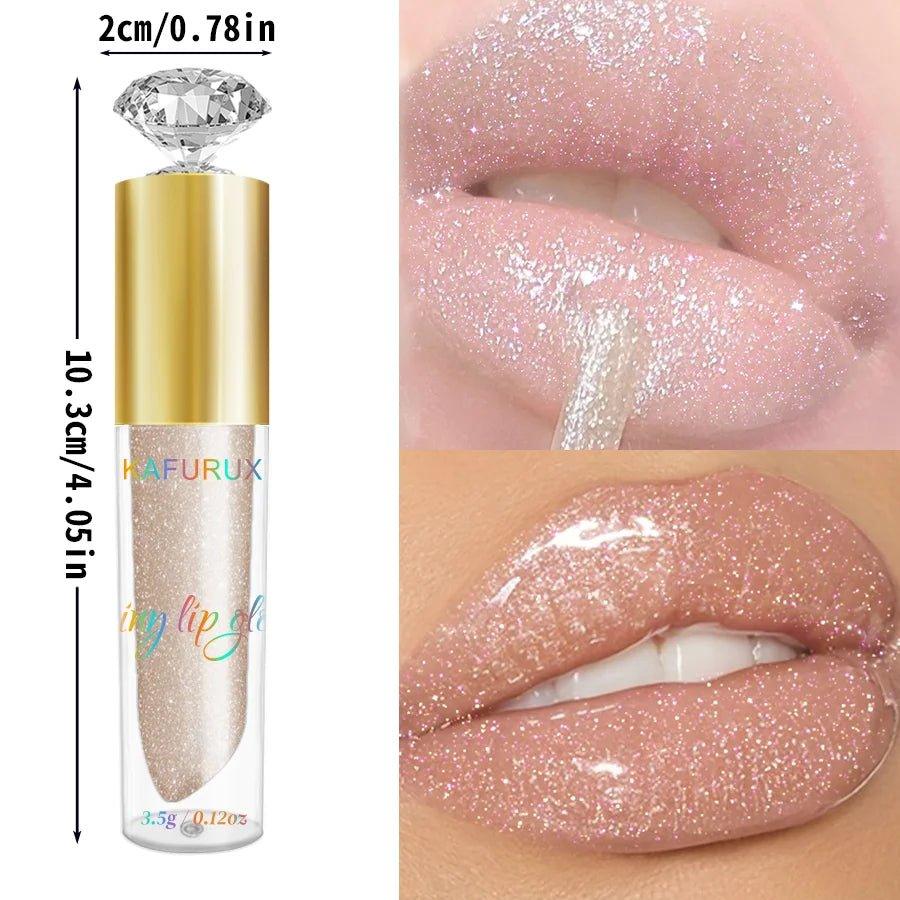 Diamond Shimmer Glitter Lip Gloss — 9 Shades Sparkling Pearl Finish - Mzunye
