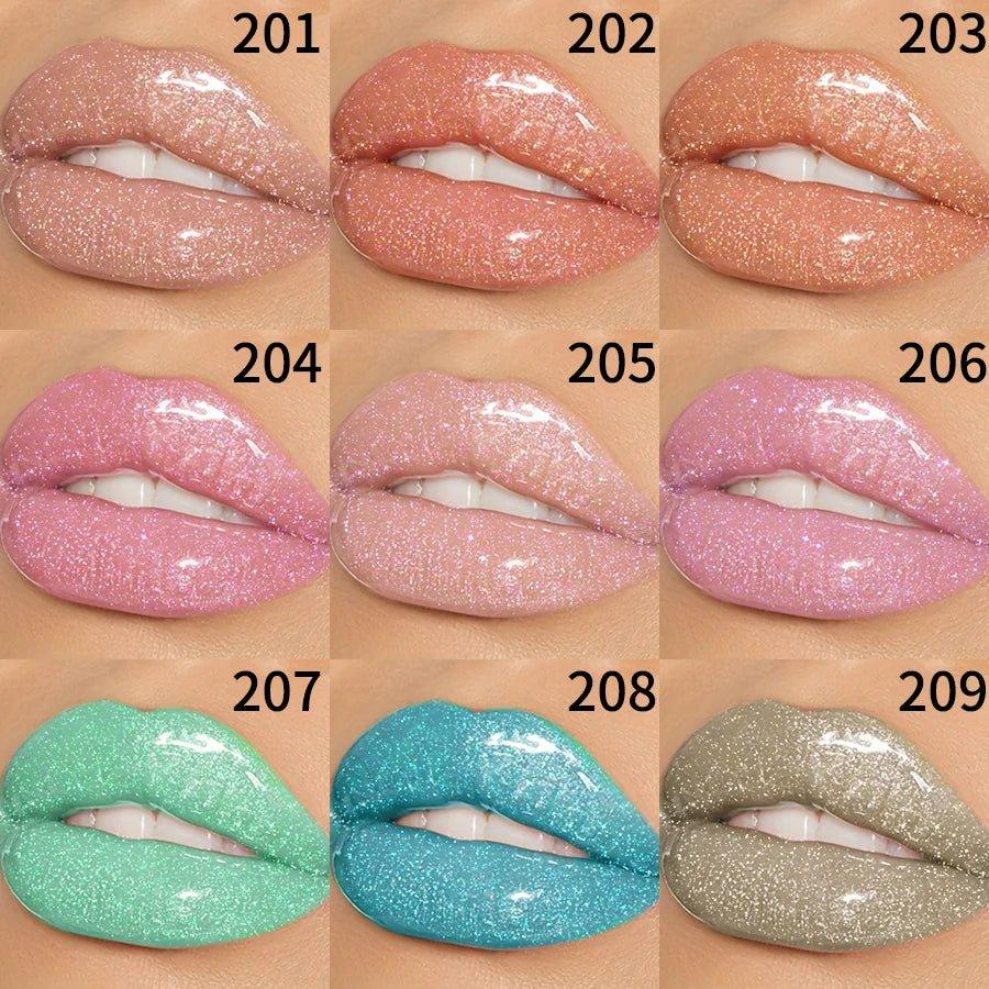 Diamond Shimmer Glitter Lip Gloss — 9 Shades Sparkling Pearl Finish - Mzunye