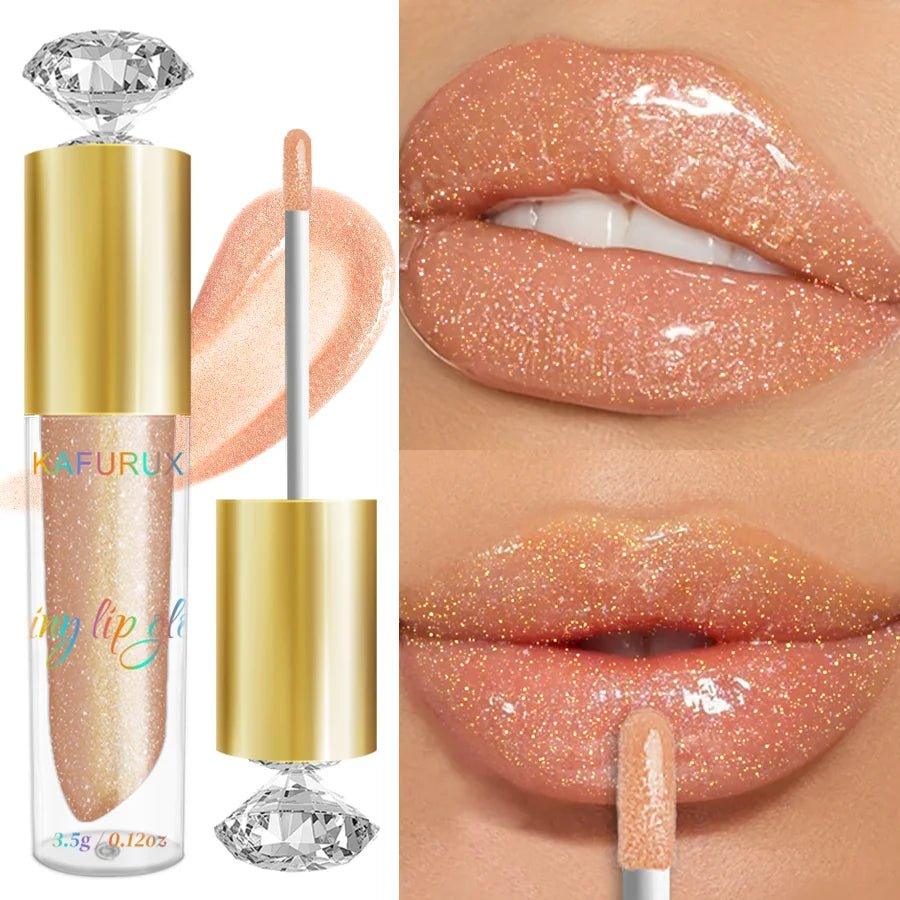 Diamond Shimmer Glitter Lip Gloss — 9 Shades Sparkling Pearl Finish - Mzunye