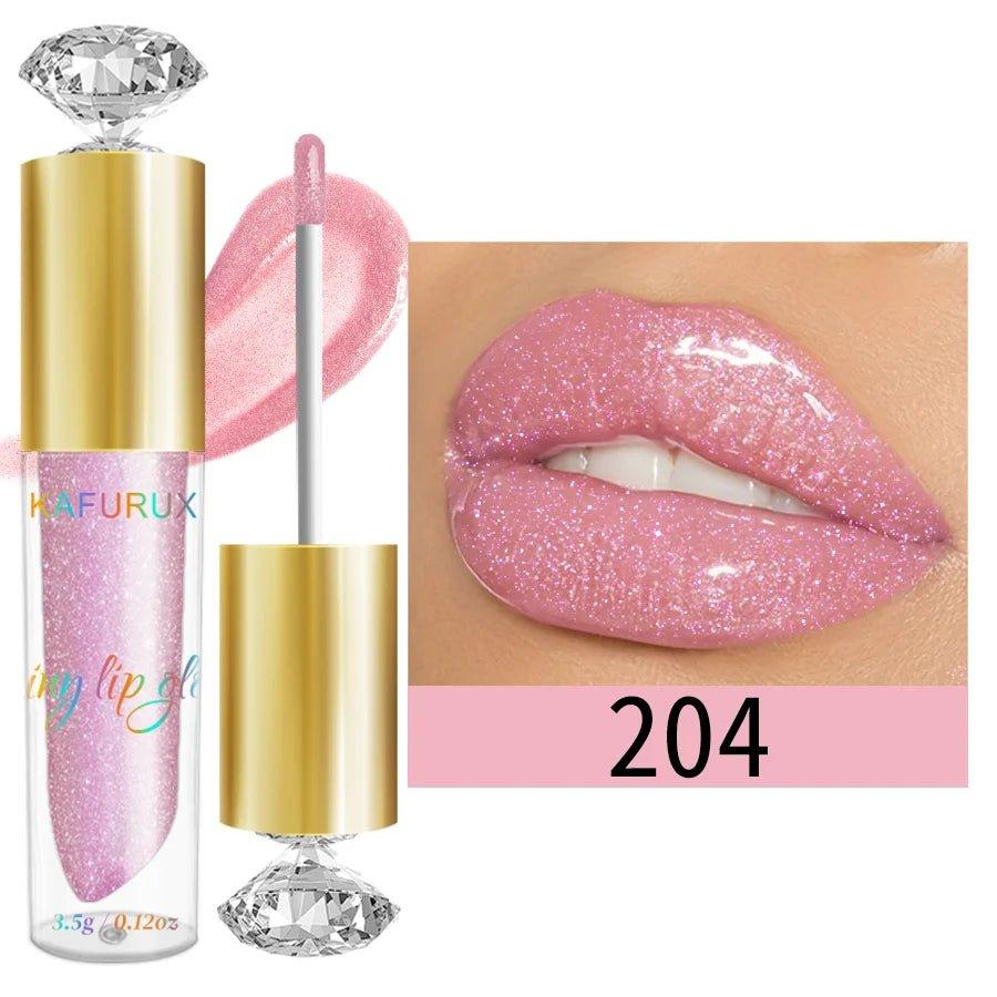 Diamond Shimmer Glitter Lip Gloss — 9 Shades Sparkling Pearl Finish - Mzunye