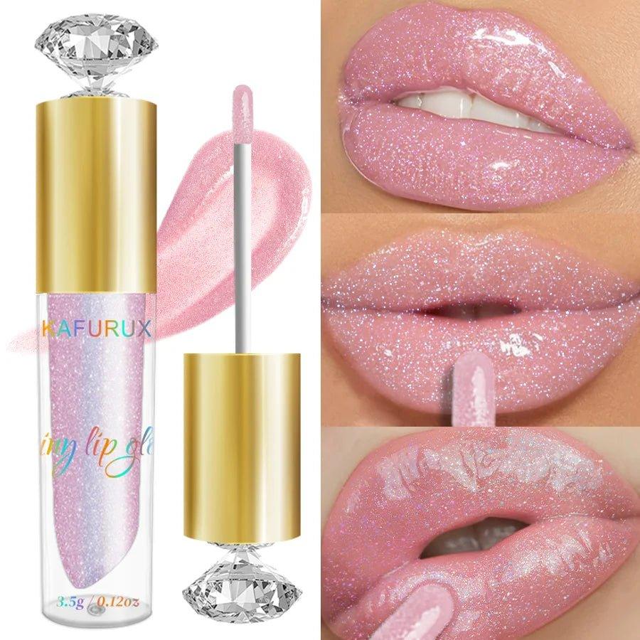 Diamond Shimmer Glitter Lip Gloss — 9 Shades Sparkling Pearl Finish - Mzunye