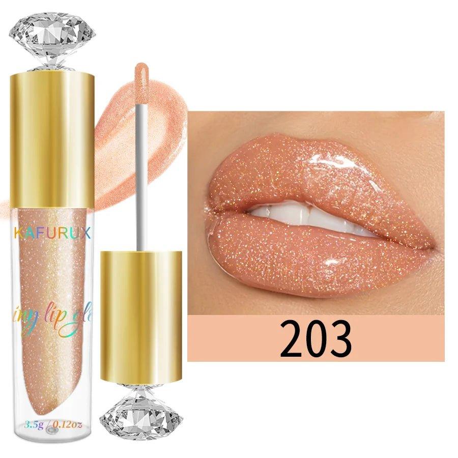Diamond Shimmer Glitter Lip Gloss — 9 Shades Sparkling Pearl Finish - Mzunye