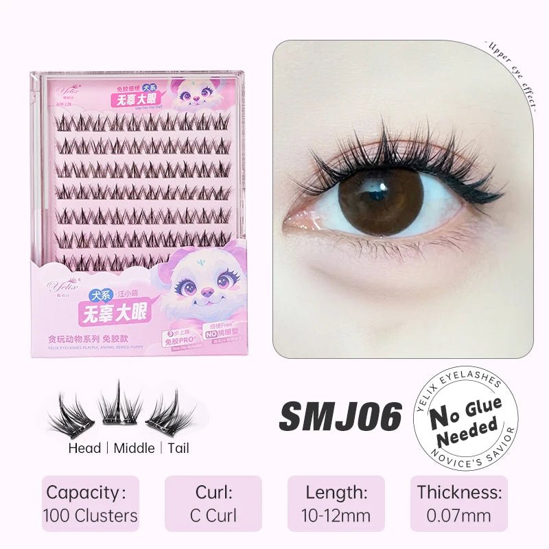 DIY Cluster Eyelashes — Glue - Free Natural Manga Lashes Soft False Eyelashes for Daily Makeup - Mzunye