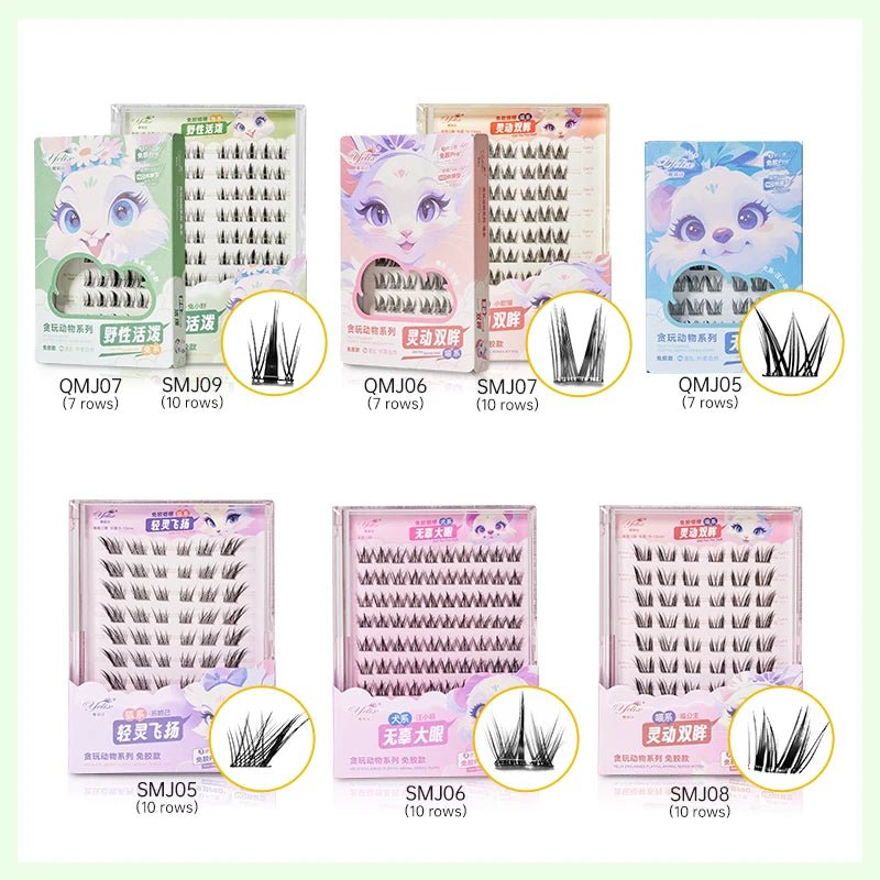 DIY Cluster Eyelashes — Glue - Free Natural Manga Lashes Soft False Eyelashes for Daily Makeup - Mzunye