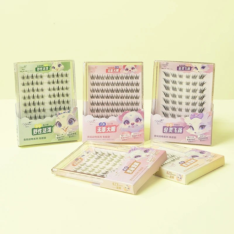 DIY Cluster Eyelashes — Glue - Free Natural Manga Lashes Soft False Eyelashes for Daily Makeup - Mzunye