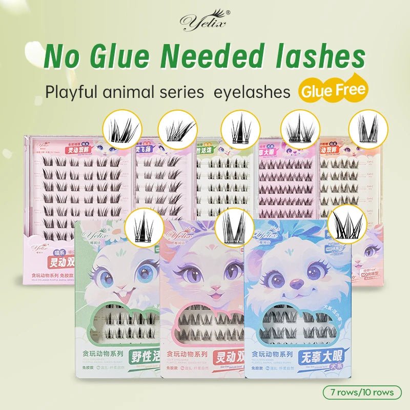 DIY Cluster Eyelashes — Glue - Free Natural Manga Lashes Soft False Eyelashes for Daily Makeup - Mzunye