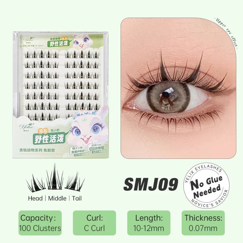 DIY Cluster Eyelashes — Glue - Free Natural Manga Lashes Soft False Eyelashes for Daily Makeup - Mzunye