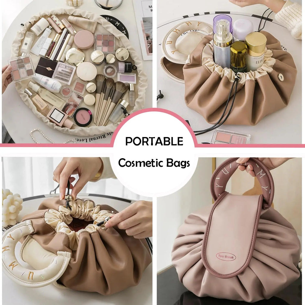 Drawstring Makeup Bag – Large Capacity Portable Travel Cosmetic Organizer - Mzunye
