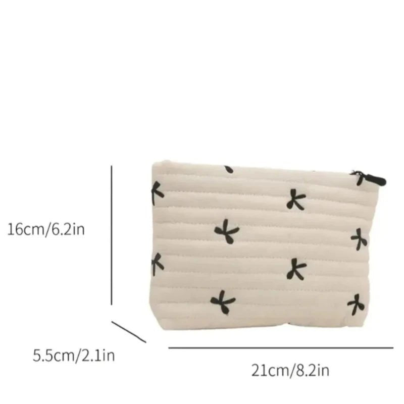 Embroidered Bow Makeup Bag – Large Capacity Cosmetic & Travel Organizer - Mzunye
