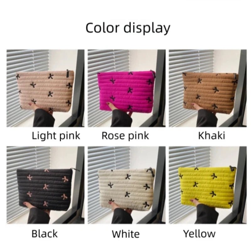 Embroidered Bow Makeup Bag – Large Capacity Cosmetic & Travel Organizer - Mzunye