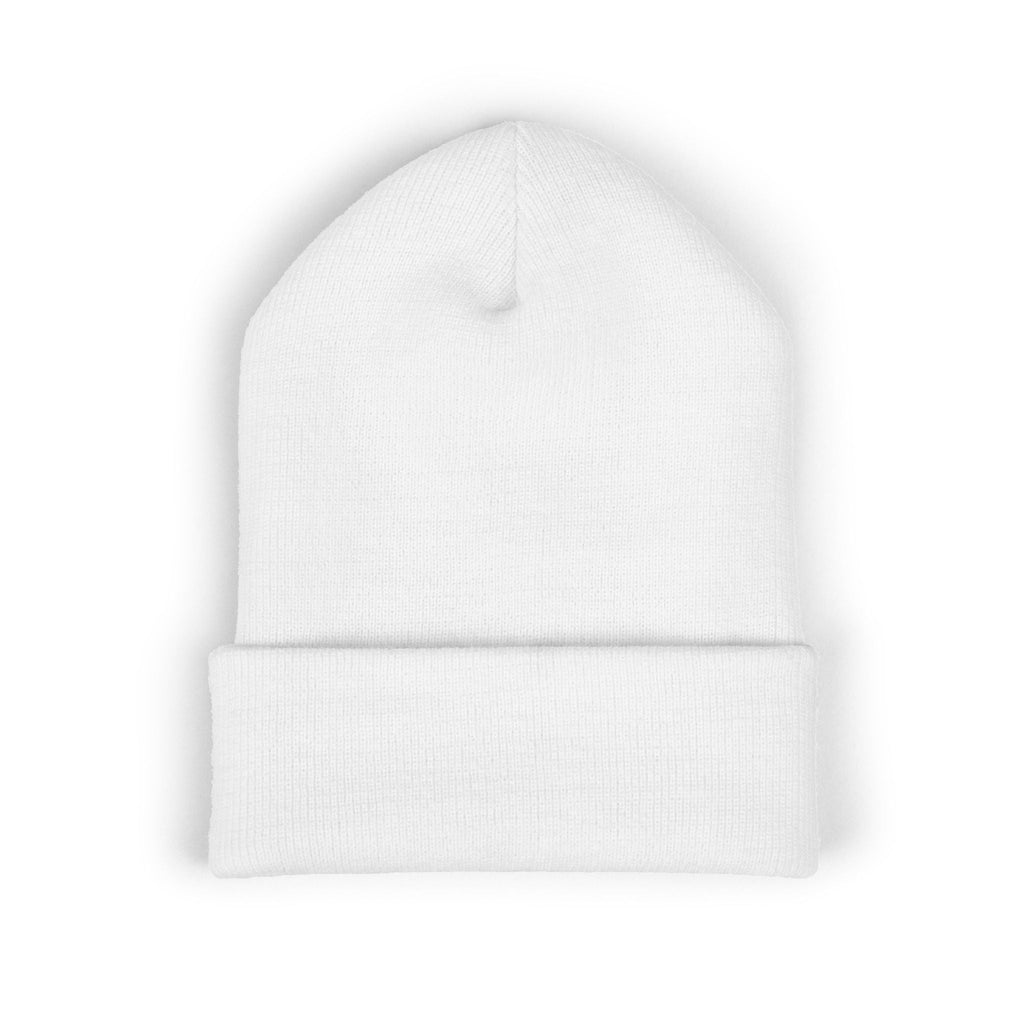 Embroidered Floral Skull Cuffed Beanie — Lightweight White Winter Hat - Mzunye