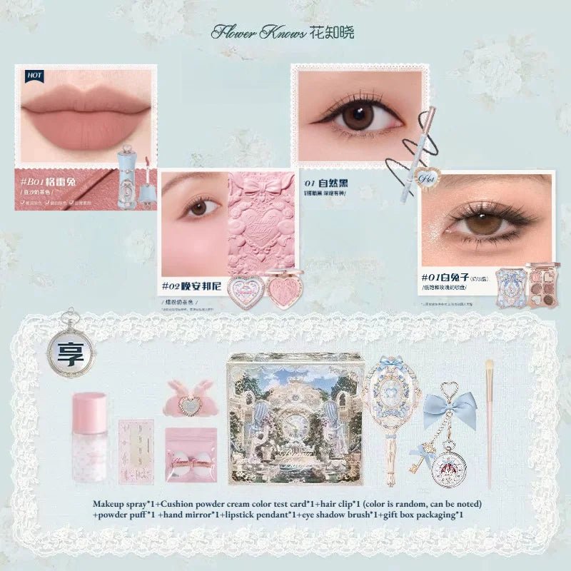 Flower Know Strawberry Cupid Mystery Box — Full Makeup Set with Palette, Blush & Lipstick - Mzunye