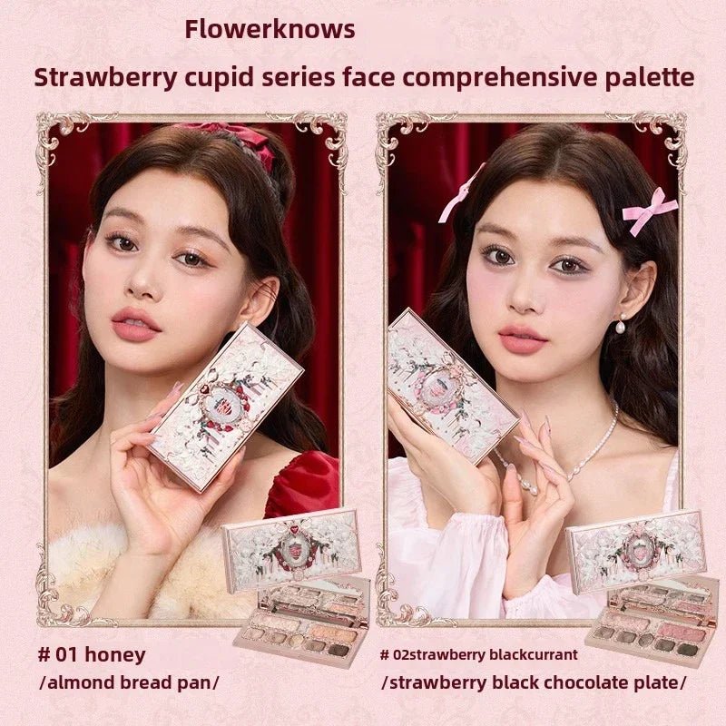 Flower Know Strawberry Cupid Mystery Box — Full Makeup Set with Palette, Blush & Lipstick - Mzunye