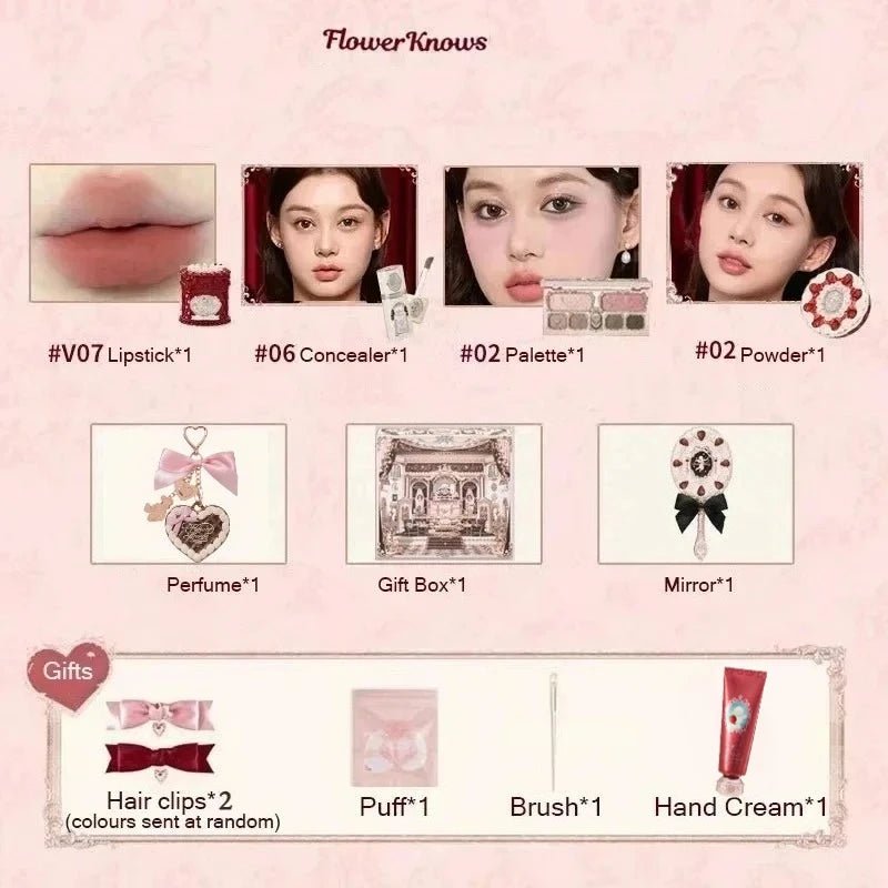 Flower Know Strawberry Cupid Mystery Box — Full Makeup Set with Palette, Blush & Lipstick - Mzunye