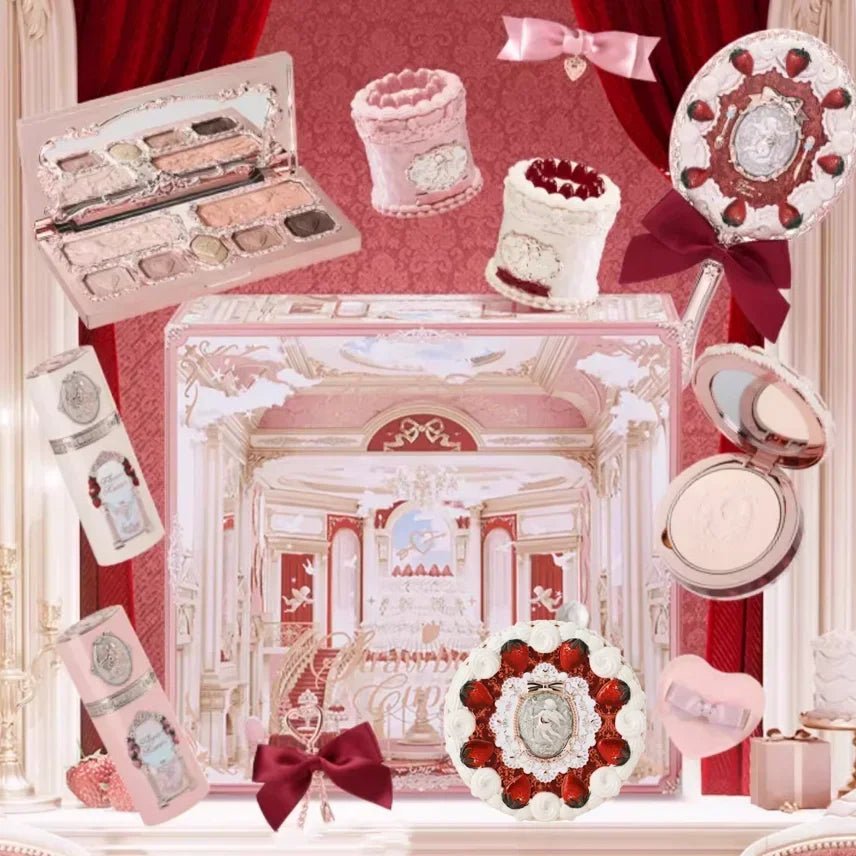Flower Know Strawberry Cupid Mystery Box — Full Makeup Set with Palette, Blush & Lipstick - Mzunye