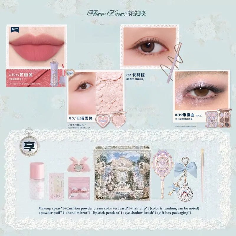 Flower Know Strawberry Cupid Mystery Box — Full Makeup Set with Palette, Blush & Lipstick - Mzunye