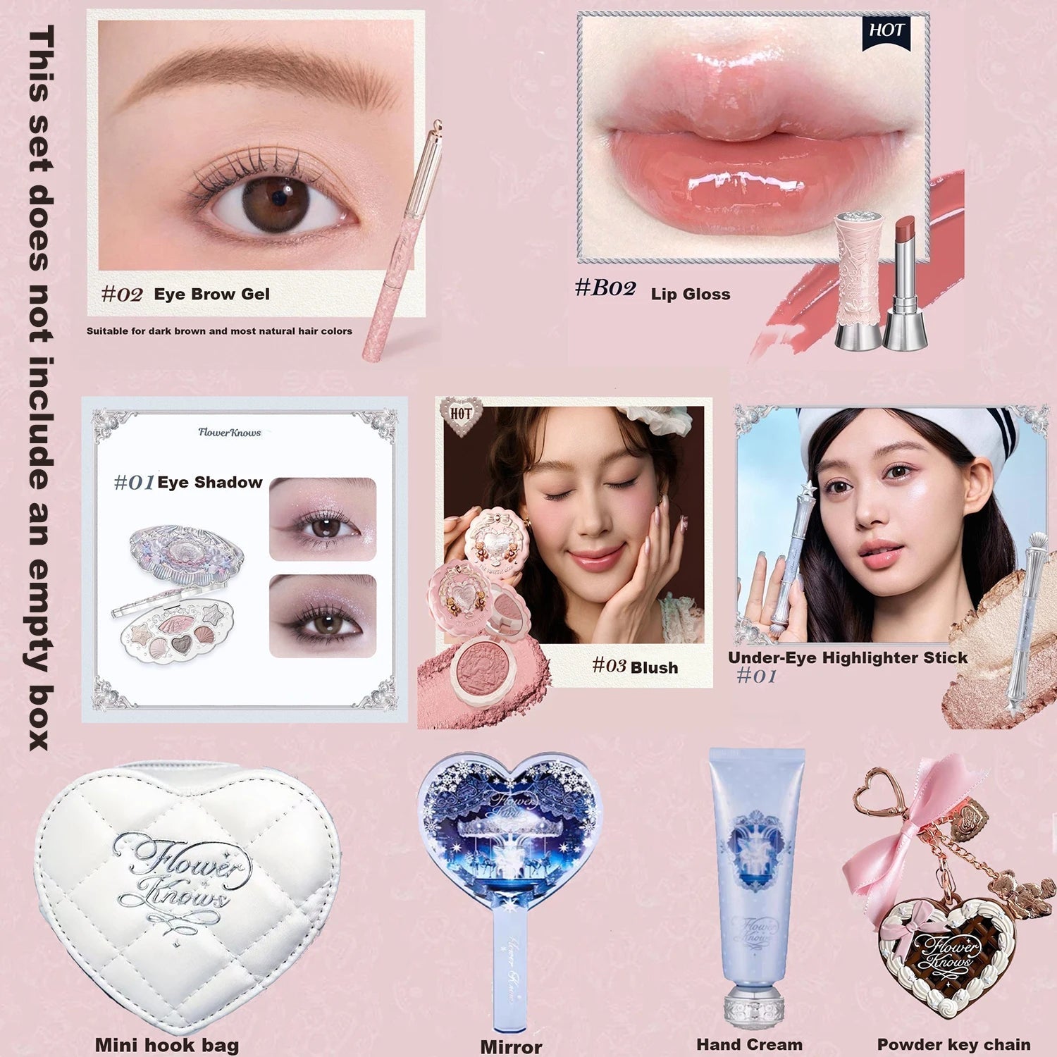 Flowerknows Sweetie Bear Makeup Gift Set — Concealer, Blush, Lip Jelly & Mirror - Mzunye