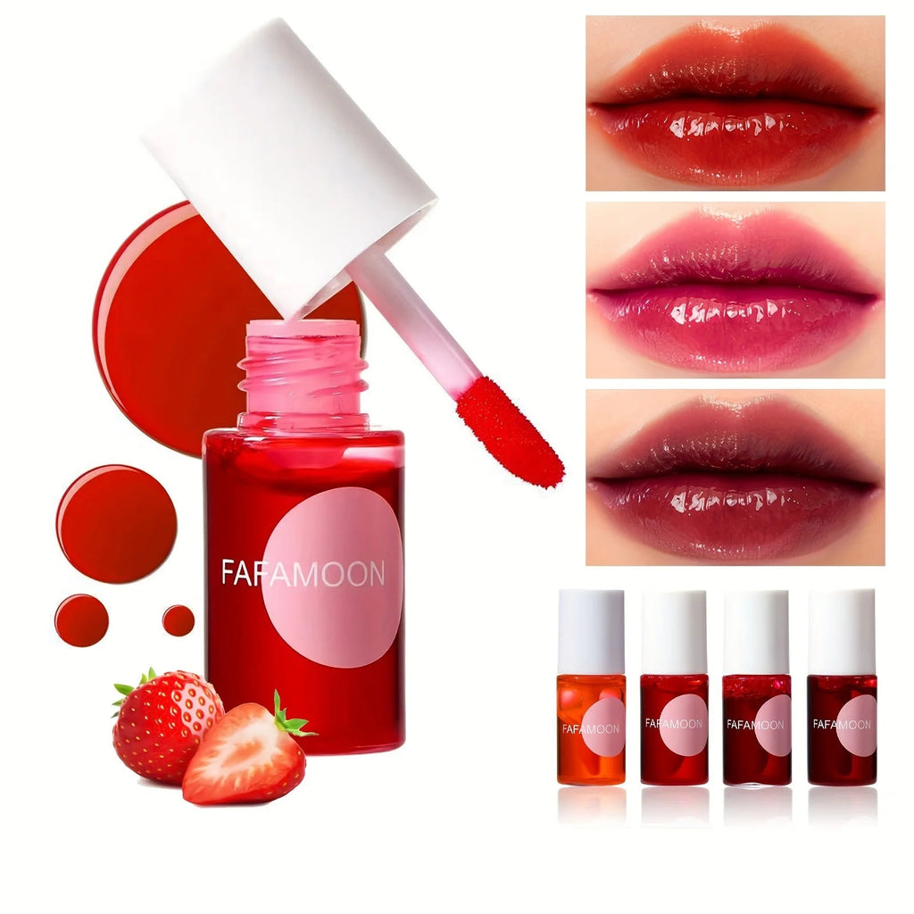 Fruity Lip Tint Water Gloss — Moisturizing Waterproof Liquid Lipstick in 4 Long - Lasting Colors - Mzunye