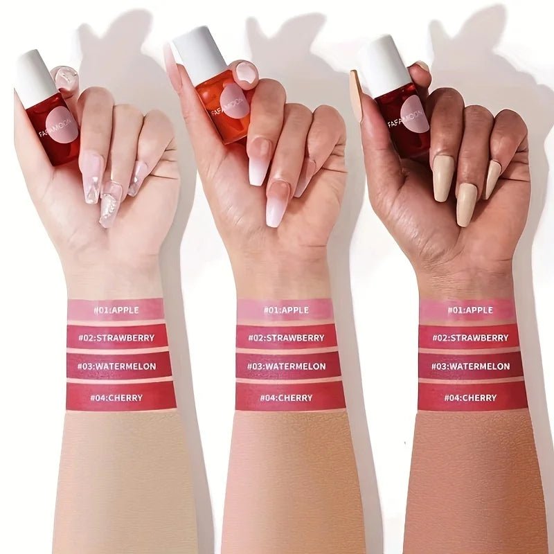 Fruity Lip Tint Water Gloss — Moisturizing Waterproof Liquid Lipstick in 4 Long - Lasting Colors - Mzunye