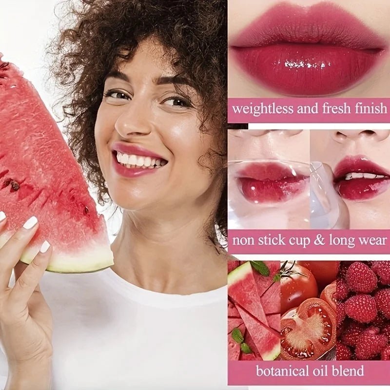 Fruity Lip Tint Water Gloss — Moisturizing Waterproof Liquid Lipstick in 4 Long - Lasting Colors - Mzunye