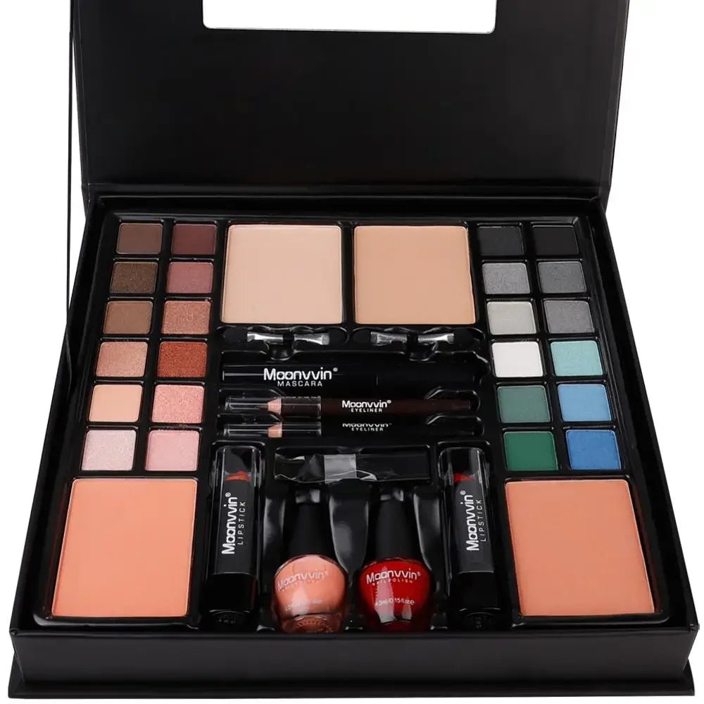 Full Kit Makeup Gift Set — Lip Liner, Lip Gloss, Eyeshadow, Nail Polish & Brush - Mzunye