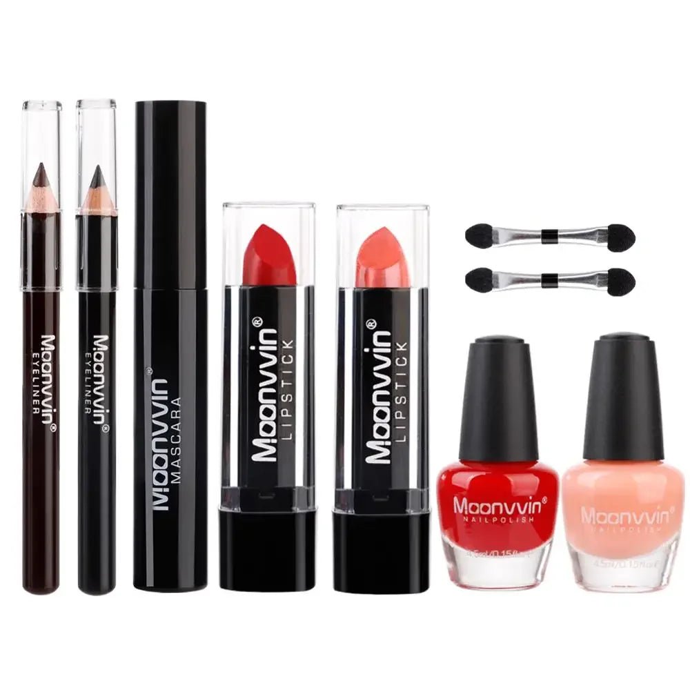 Full Kit Makeup Gift Set — Lip Liner, Lip Gloss, Eyeshadow, Nail Polish & Brush - Mzunye