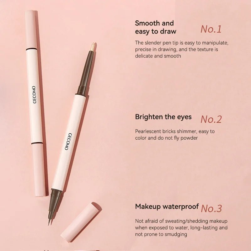 GECOMO Dual - Ended 3D Silkworm Highlighter Pen — Brightening, Waterproof, Long - Lasting - Mzunye