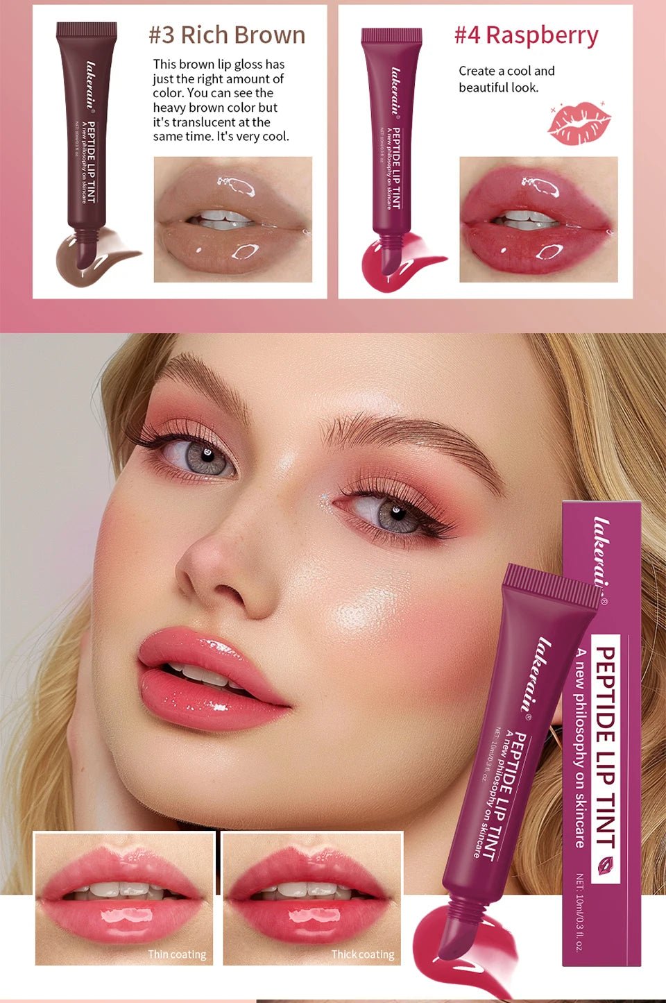 Glass Lip Oil Serum — 10ml Jelly Mirror Glaze with 8 Shades - Mzunye