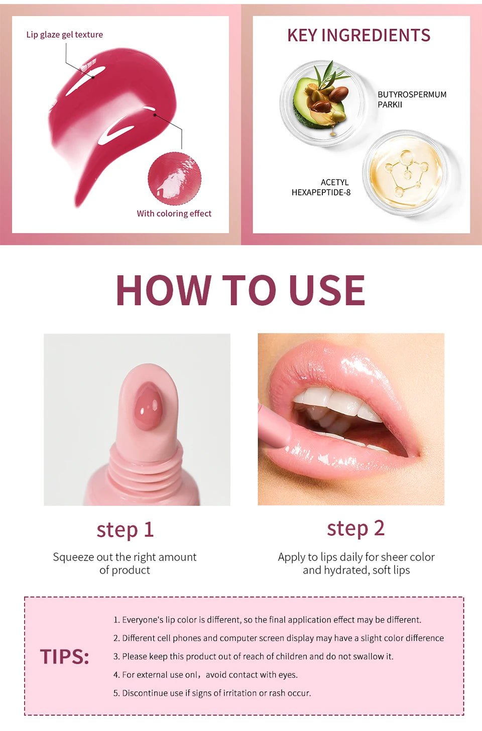 Glass Lip Oil Serum — 10ml Jelly Mirror Glaze with 8 Shades - Mzunye