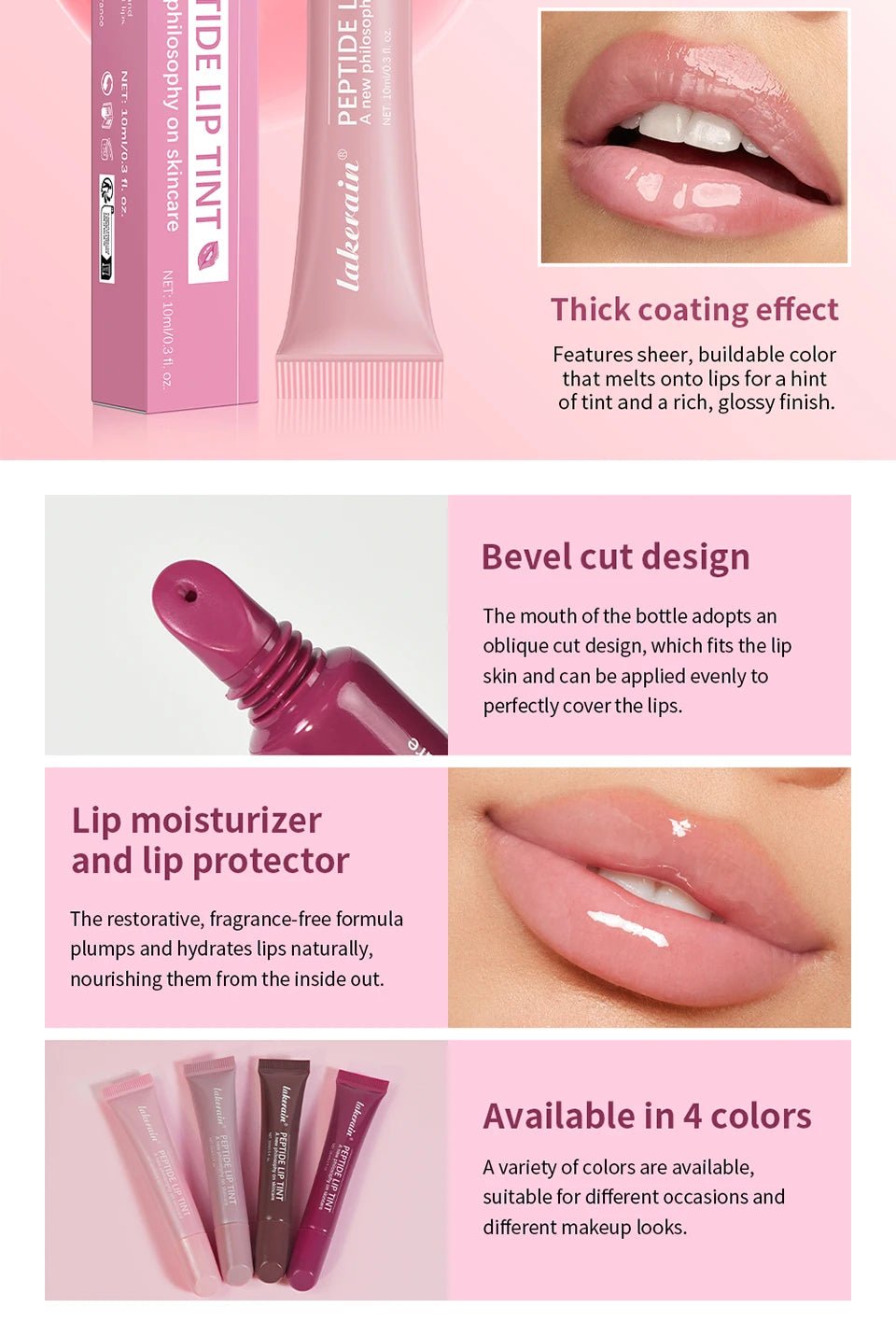 Glass Lip Oil Serum — 10ml Jelly Mirror Glaze with 8 Shades - Mzunye