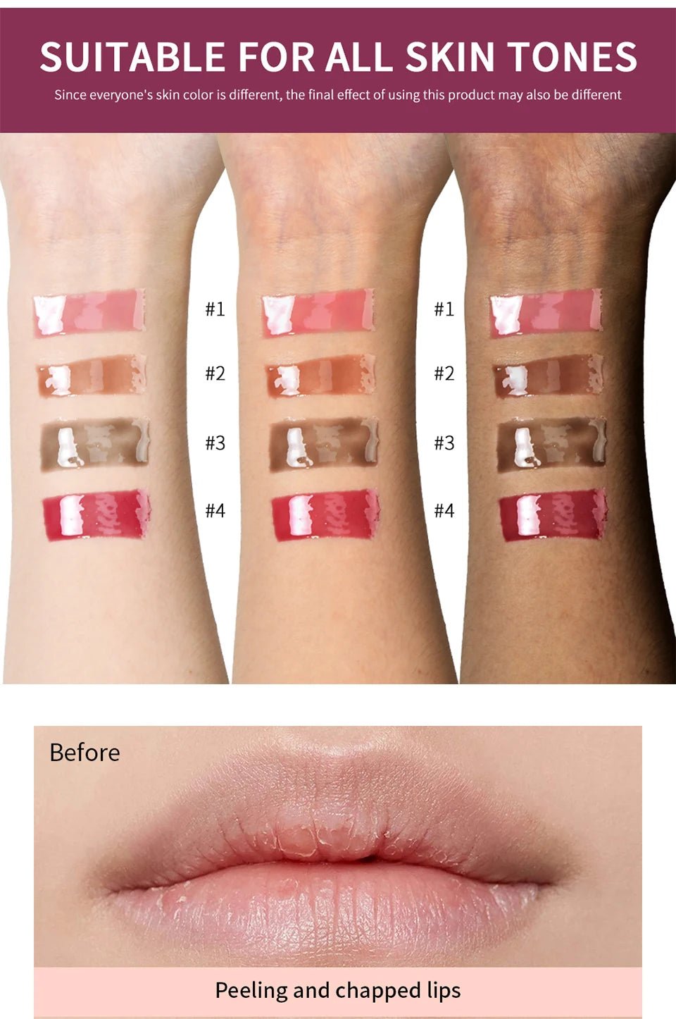 Glass Lip Oil Serum — 10ml Jelly Mirror Glaze with 8 Shades - Mzunye